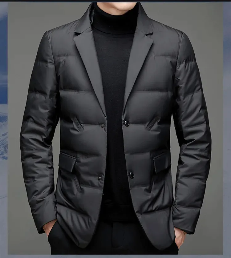 Giacche da uomo in piuma d'oca: parka in piumino d'anatra bianco di alta qualità con collo a sciarpa, giacca casual invernale_voghion.com