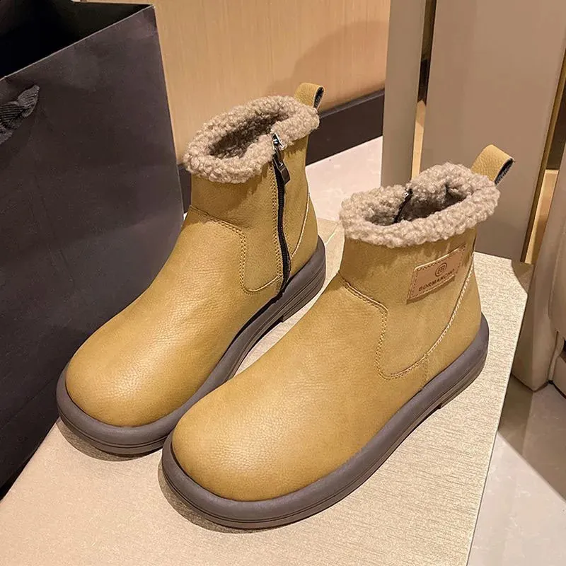Dames retro sneeuwlaarzen gevoerd met antislipzool warm_voghion.com