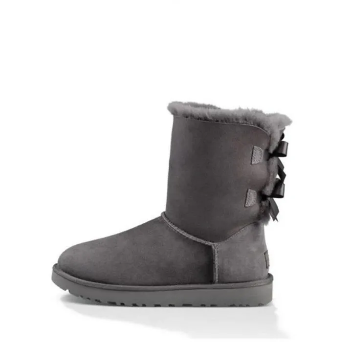 winter designer boots girl classic s women snow boot ankle short bow mini fur black chesut pink Bowtie womens shoes size_voghion.com
