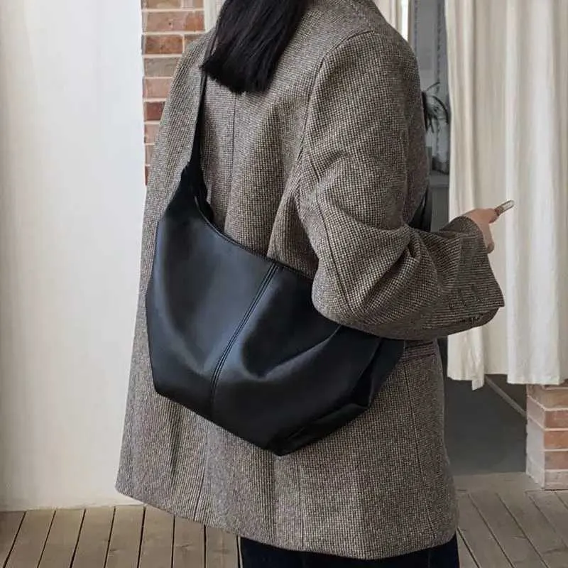 Borsa a tracolla alla moda con pieghe per donna in morbida pelle PU, borsa a tracolla firmata Dumpg Fashion Cloud, borsa Hobo BolsasC241211_voghion.com