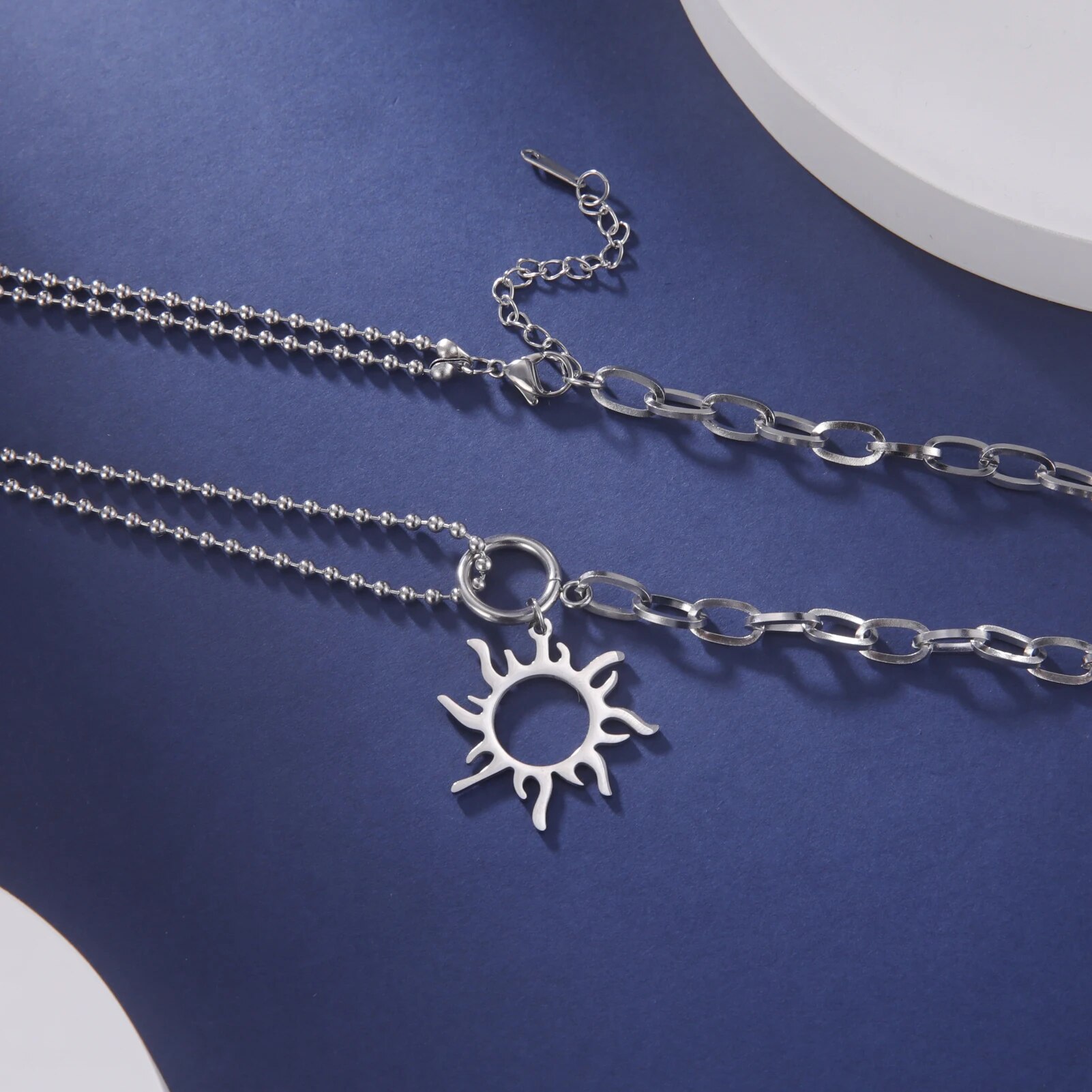 Skyrim Sun Totem Pendant Necklace Women Stainless Steel Gold Color Beaded Chain Necklace Punk Summer Jewelry Birthday Gift New in_voghion.com