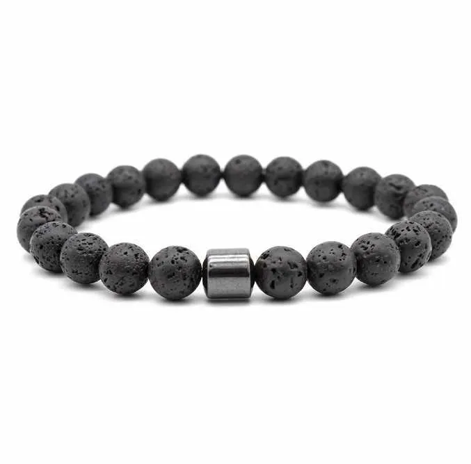 Hotselgende svarte tigerøyeperler steinperler magnetisk armbånd for menn og kvinner_voghion.com