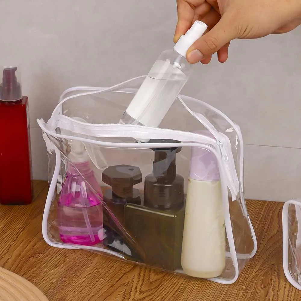 Simple PVC transparent waterproof storage box travel makeup organizer bathroom wash bag Y241023_voghion.com