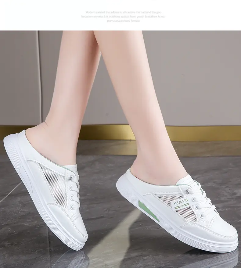 Damen Freizeitschuhe Atmungsaktive Halbschuhe Weiße Slipper_voghion.com