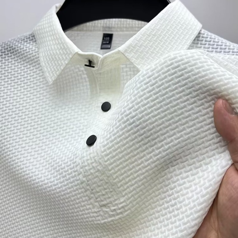 T-shirt à manches courtes pour hommes, vêtement d'été décontracté, couleur unie, polo slim avec col, haut Paul