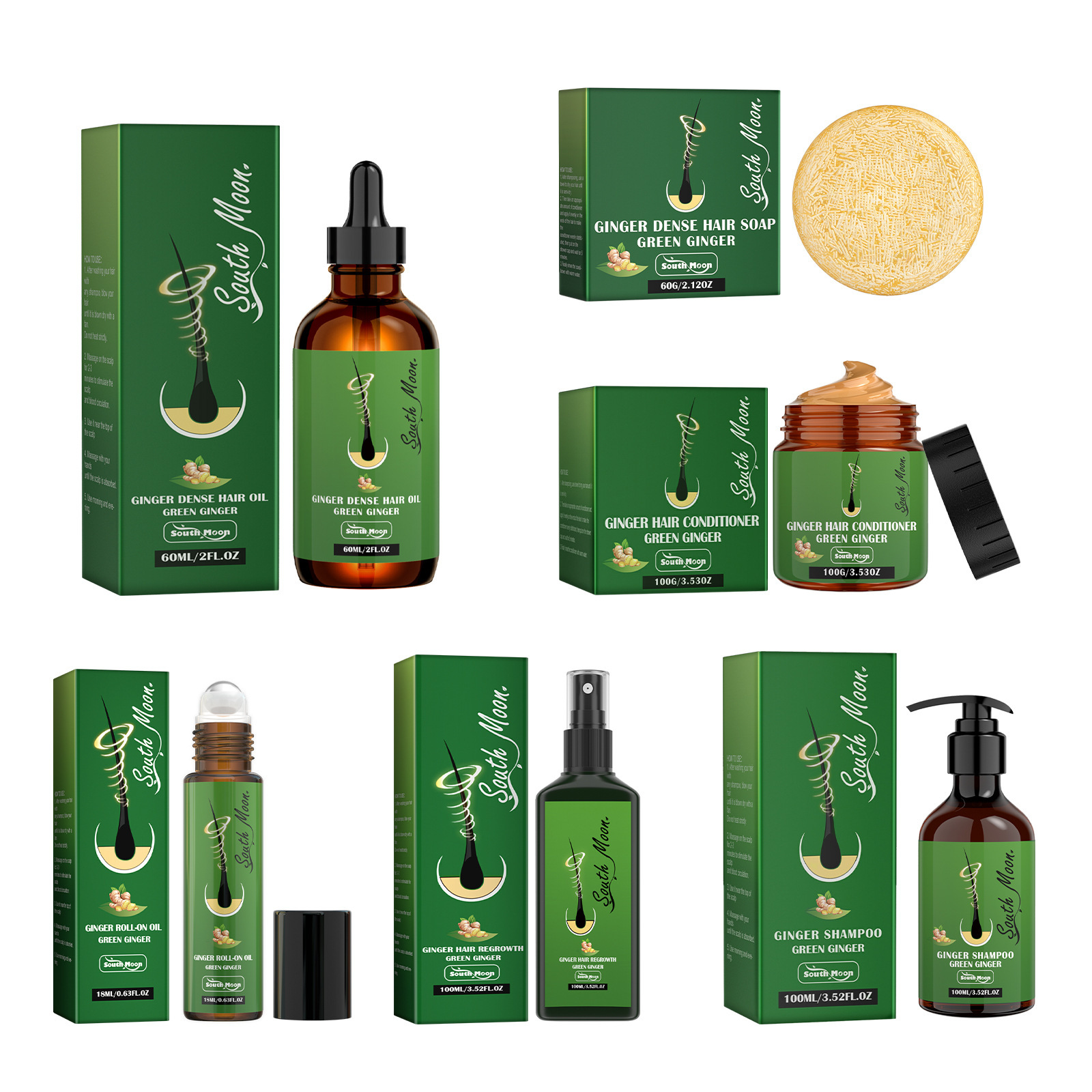 South Moon Ginger Series Kopfhautpflege – Reinigung, Pflege, Fixierung der Haarwurzeln und für dichtes Haar_voghion.com