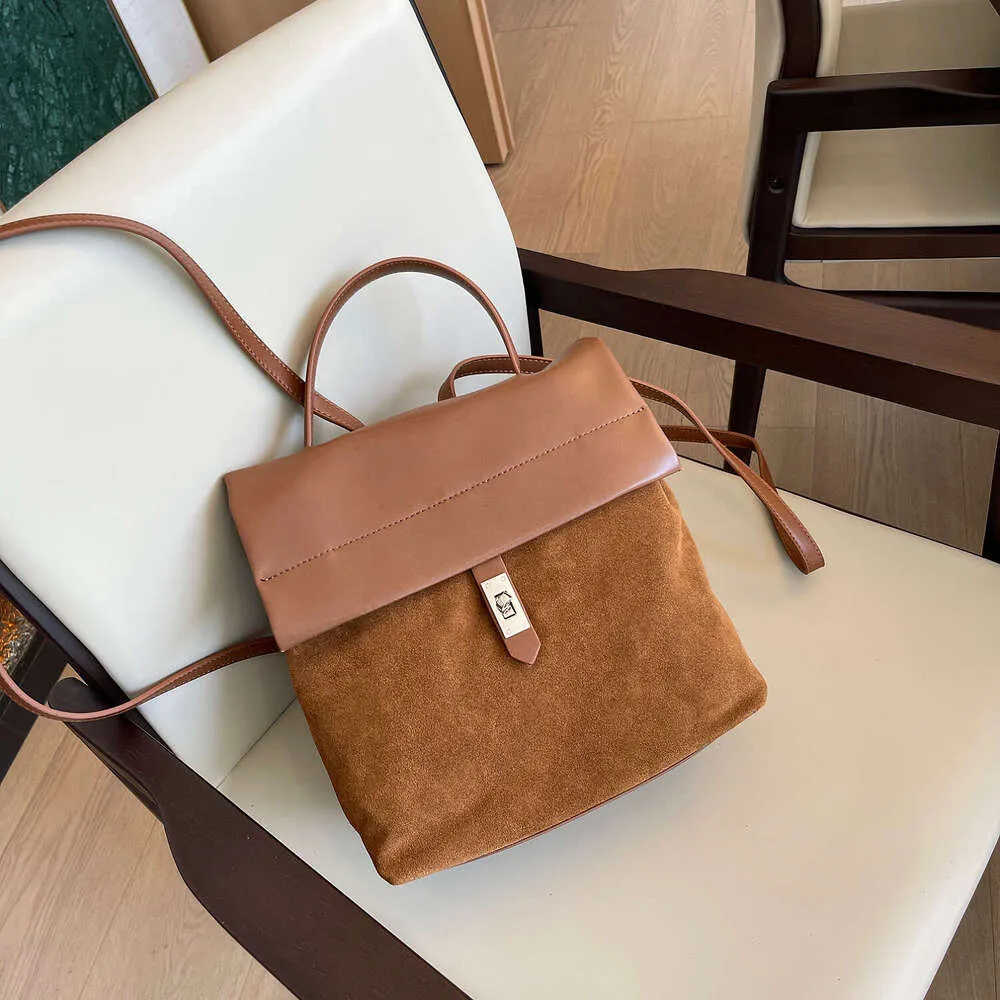 Sac à dos rétro décontracté pour femme, nouvelle collection automne-hiver, multicouches, en daim mat + cuir de vache fendu, pour les déplacements quotidiens_voghion.com