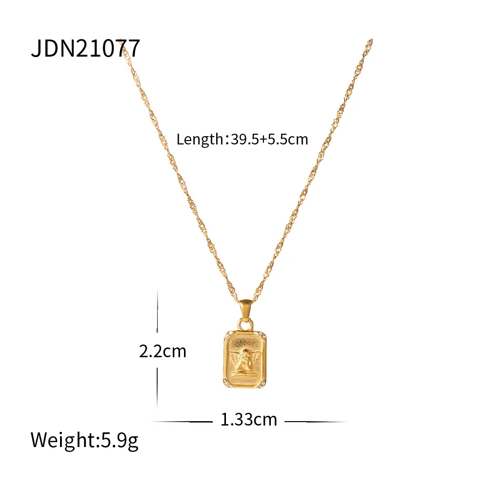 Franse vintage engel hanger ketting voor dames goud titanium staal_voghion.com