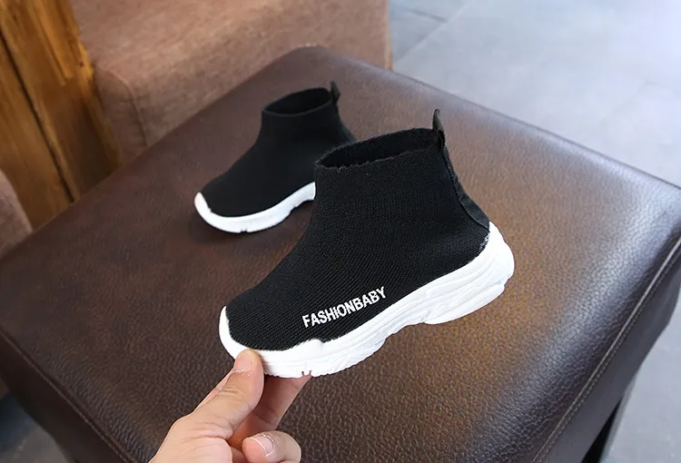 Tênis de cano alto infantil casual sem cadarço respirável meias infantis antiderrapantes botas de neve meninos meninas calçados esportivos tamanhos 21-30_voghion.com
