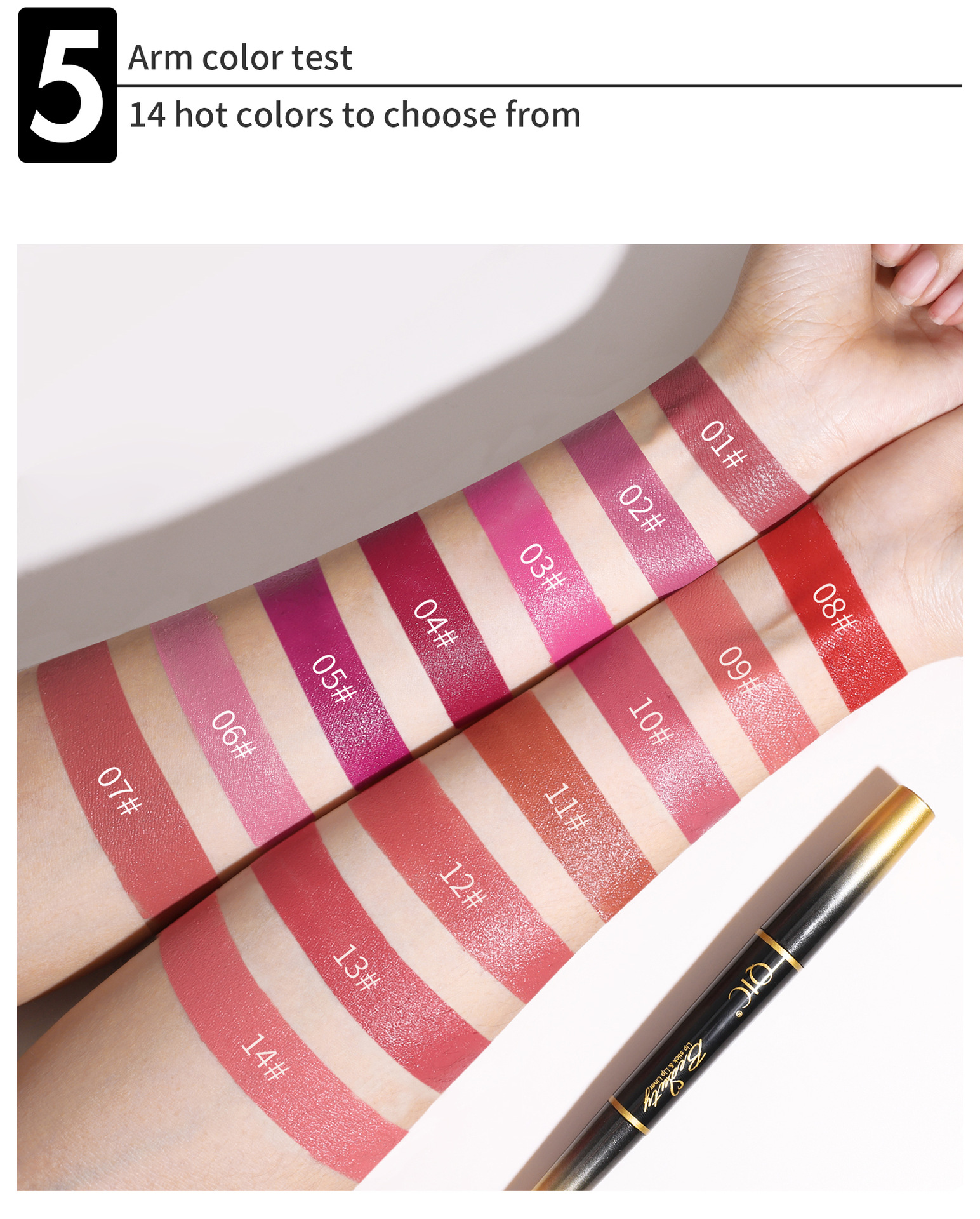 QIC lipliner lip makeup women are not easy to decolorize line hook double head rotary matte paint lipstick pen_voghion.com