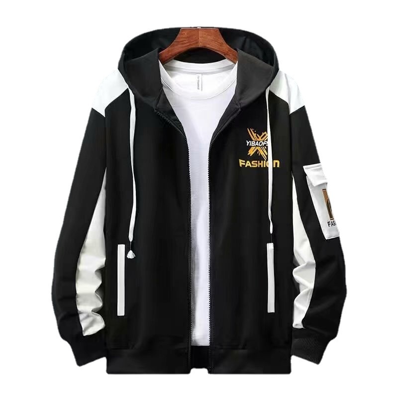 İlkbahar Sonbahar Yeni Kapüşonlu Hırka Sweatshirt Seti Erkekler İçin Trend ve Şık Genç Günlük Erkek Öğrenci İnce Ceket_voghion.com