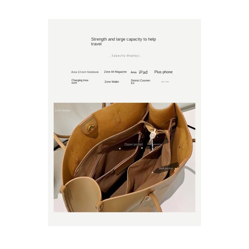 Vielseitige echte Ledertasche für Damen, Nische, hochwertige Tragetasche, große Kapazität, Umhängetasche_voghion.com