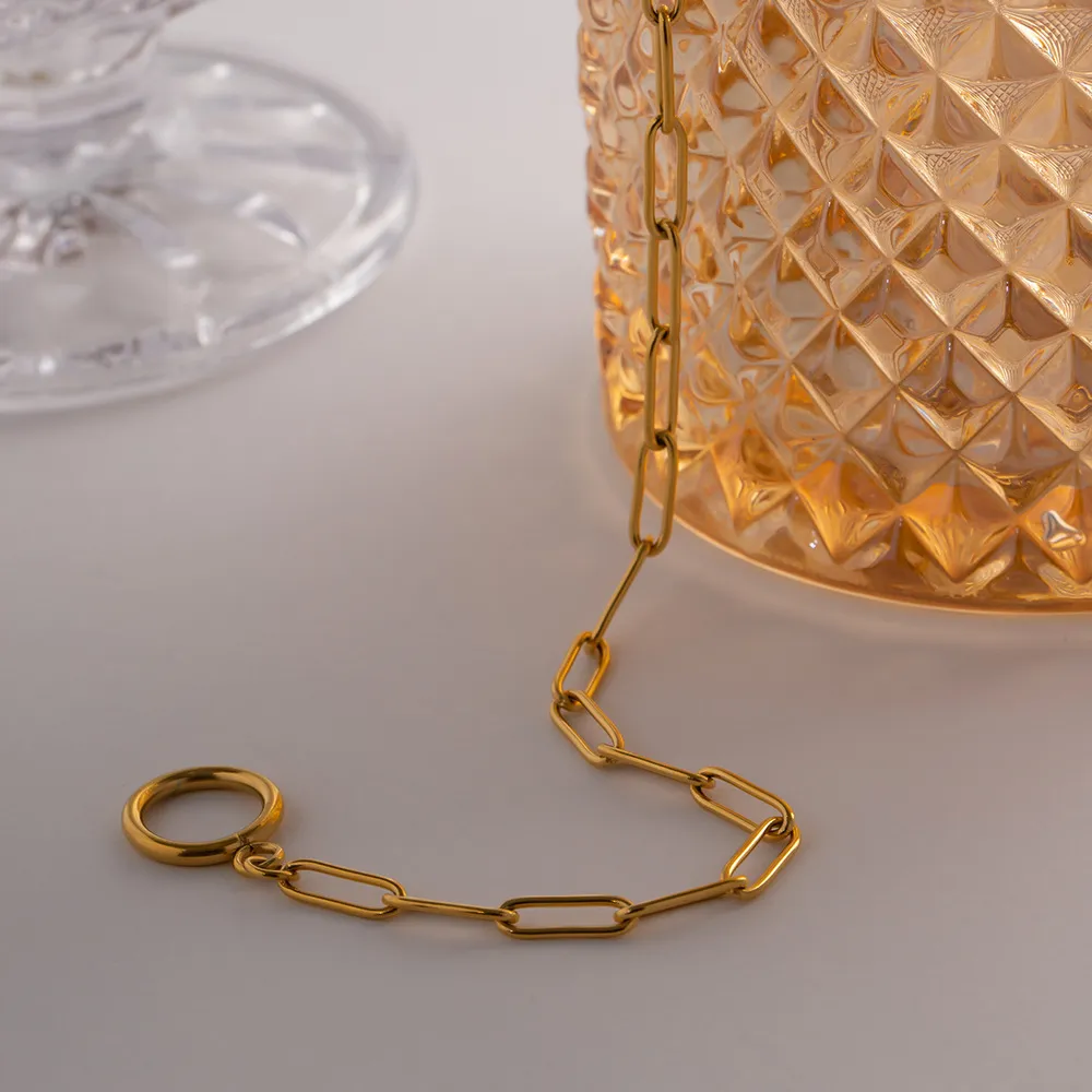 Collana in acciaio inossidabile con fibbia OT alla moda, 45 cm, placcata in oro, catena fai da te anti-scolorimento, adatta per uomini e donne_voghion.com