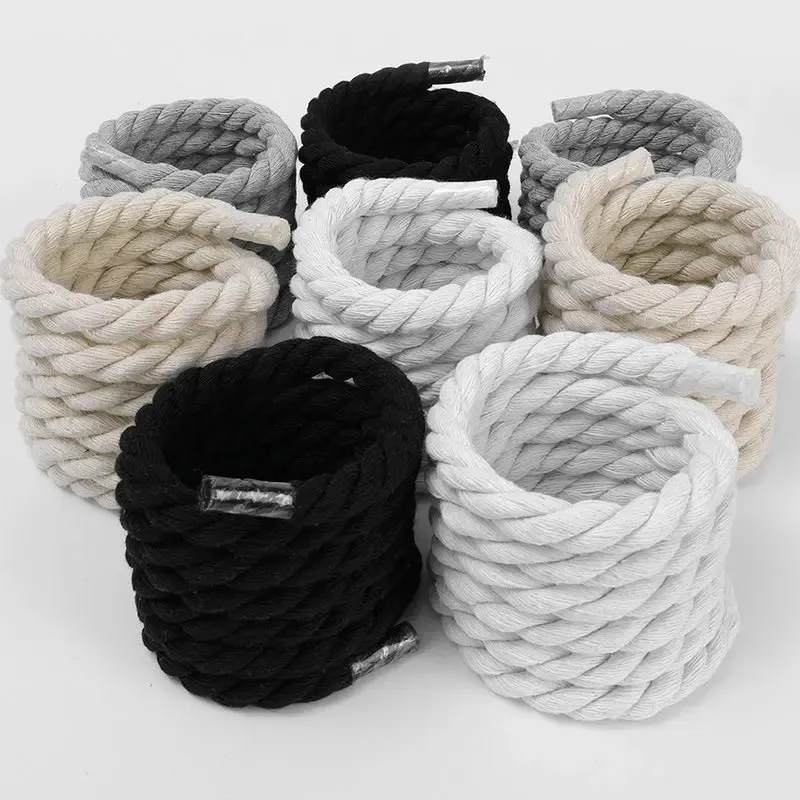 Parti di scarpe Accessori 2 PZ 120160CM Cotone spesso e intreccio Corda intrecciata Lacci delle scarpe grassetto Donna Uomo Sneakers basse Tela_voghion.com