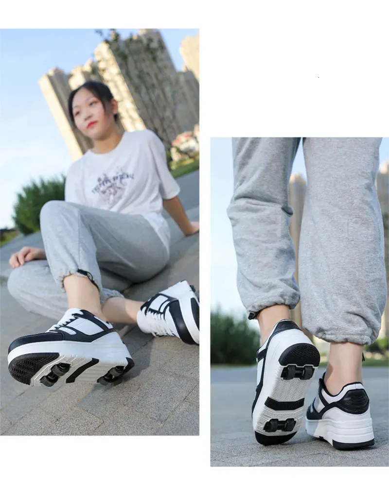 Athletic Roller Skate Kids Snickers With Wheels Children Rollerskates Fashion Outdoor Sports Shoes Girls Boys 231122_voghion.com
