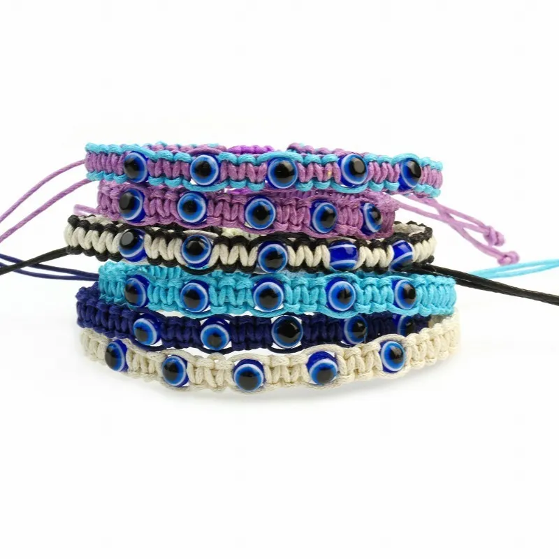 Chain Handmade Turkish Blue Evil Eyes Bead Charm for Men Women Lucky Adjustable Braid Rope String Bracelet Friendship_voghion.com
