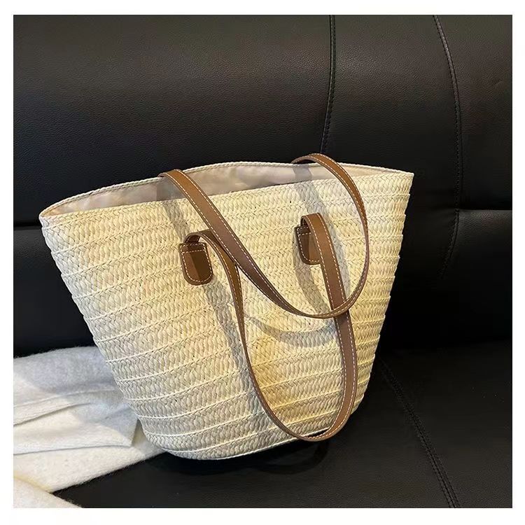 Borsa da spiaggia retrò con tracolla singola in corda di carta intrecciata da donna_voghion.com