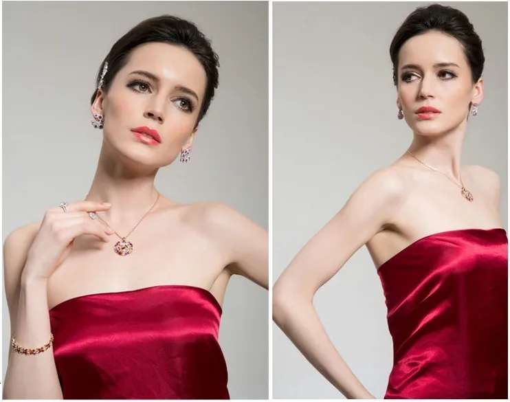 Nova moda quente multicolorido cristal redondo colar pingentes ouro rosa cz zircão joias para mulheres presentes_voghion.com