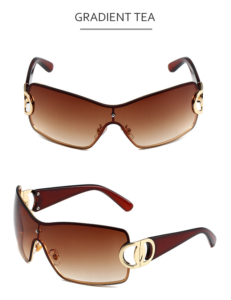Y2K Large Frame Sunglasses - Retro Modern Style (Frameless One Piece, European & American Trendy, Hot Girl Look)_voghion.com