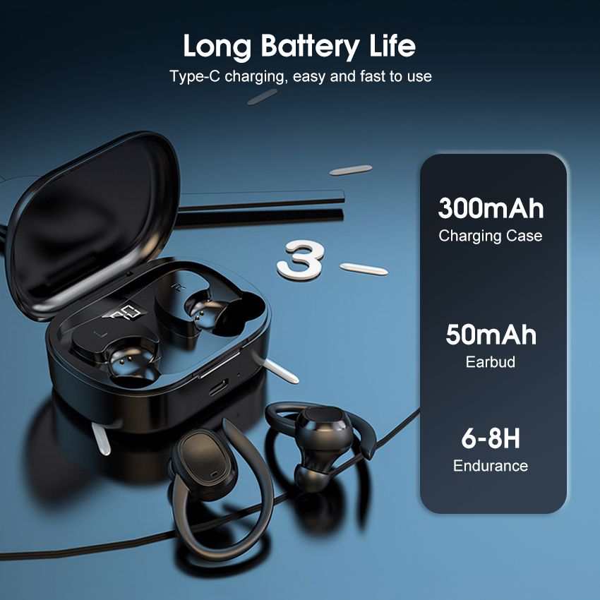 Wireless Bluetooth Headphones With Power Display And Ear Hooks_voghion.com