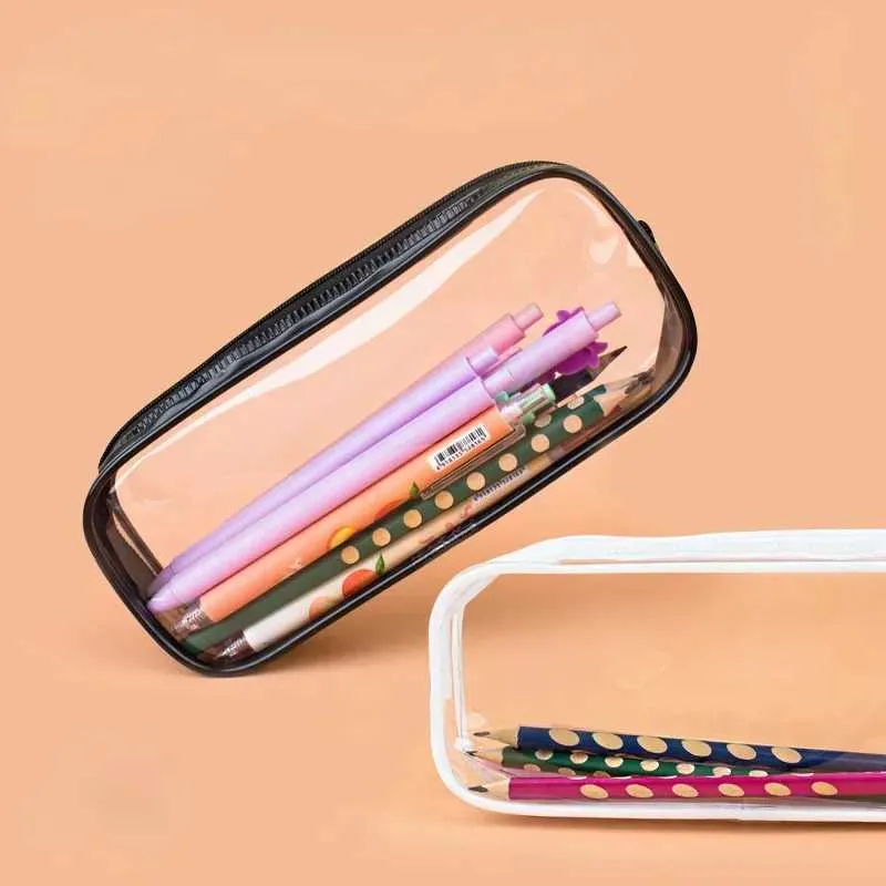 Trousse à crayons transparente et étanche pour femmes, accessoires de voyage à fermeture éclair pour filles, garçons, étudiants, pinceaux de maquillage, sac Y241023_voghion.com