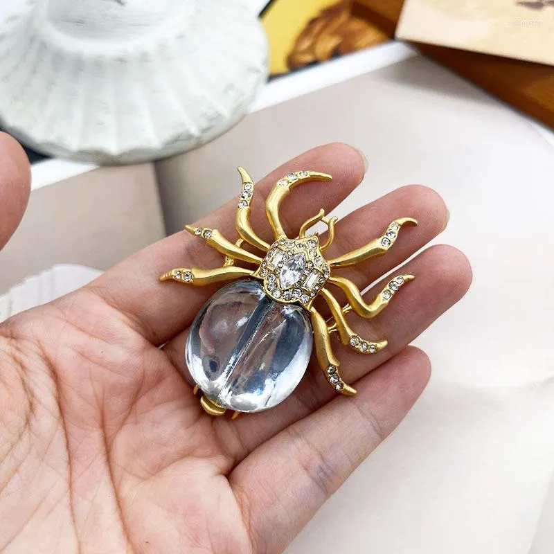 Broche de araña para mujer con estrás joya de insecto decorativa_voghion.com