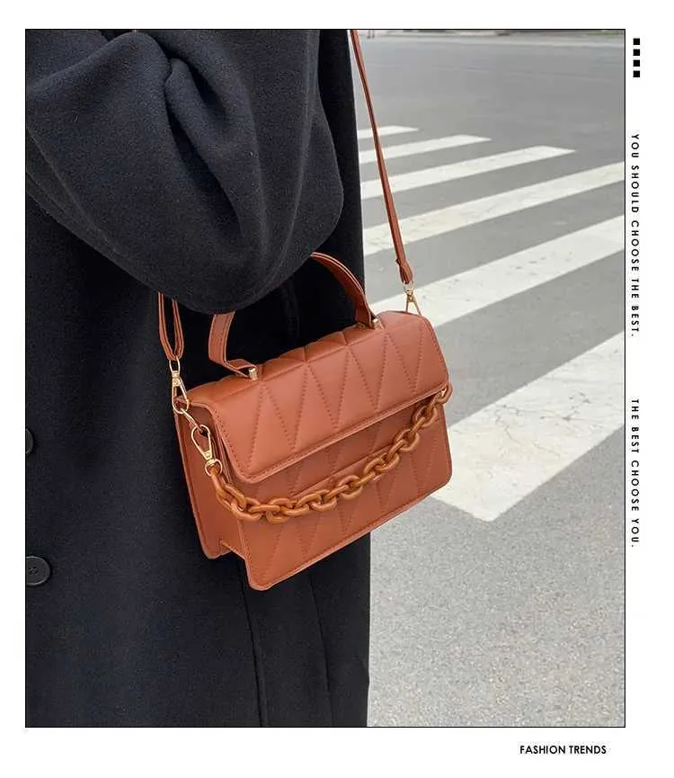 Rhombus Plaid Crossbody Bags For Women Chain Decor Fashion Shoulder Bag Ladies Handbag Casual And Simple Small Square_voghion.com