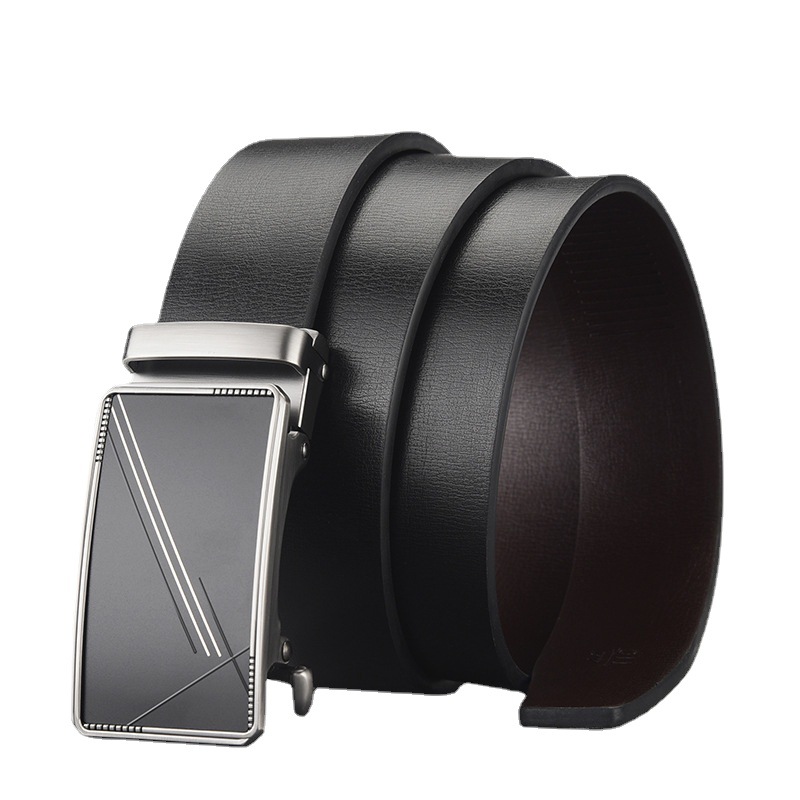 New Belt for Men, European and American High End Business and Foreign Trade Genuine Leather Toothless Automatic Buckle Genuine Leather Men's Belt_voghion.com
