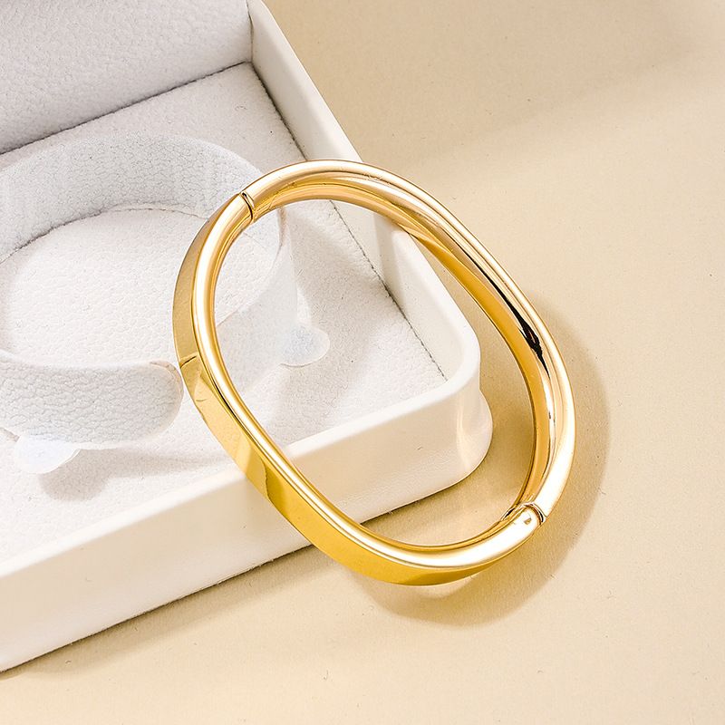 Simple High End Versatile Jewelry Round Smooth Plain Ring Temperament Ins Style Open Ladies Bracelet_voghion.com