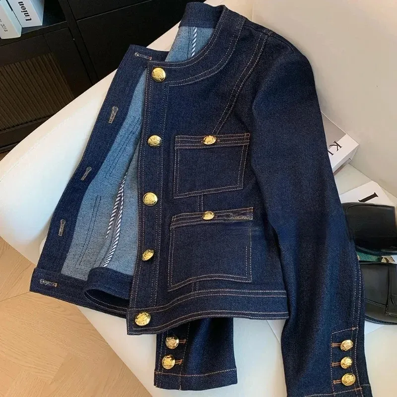 2024 Denim Jackets For Women Spring Buttons Vintage Chaquetas Korean Fashion Blue Chic Ropa De Mujer Jeans Bomber_voghion.com