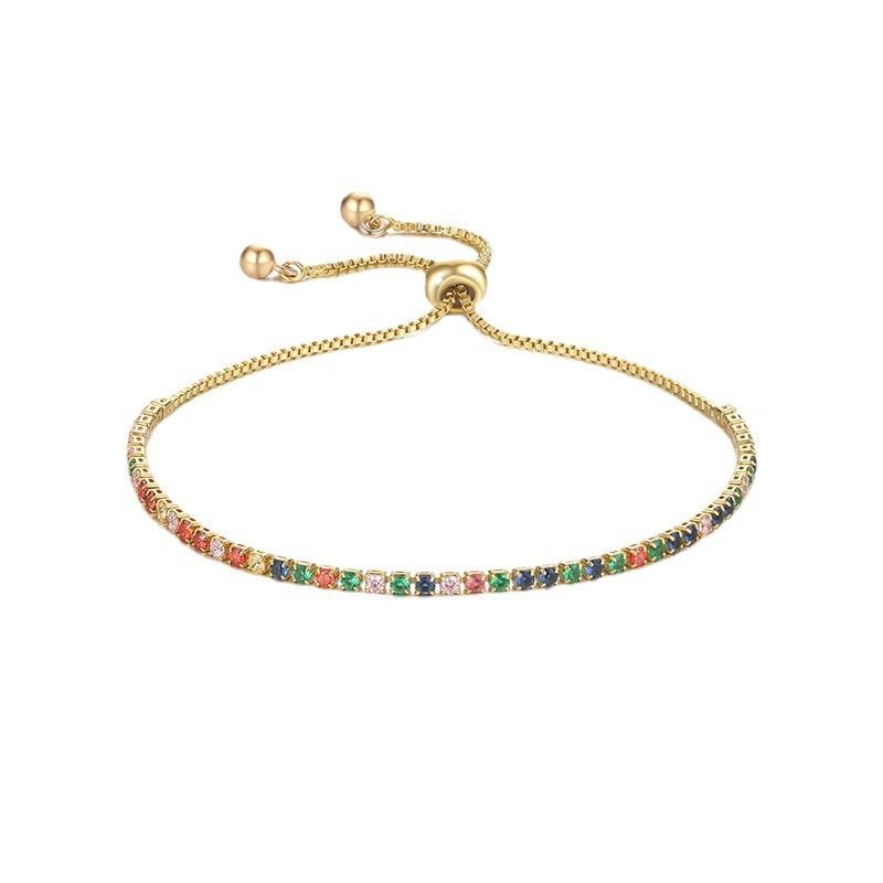 Novos produtos Pulseira ajustável de cristal colorido com zircônia e diamantina para mulheres_voghion.com