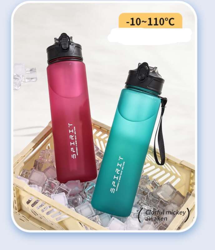 Frosted Portable Plastic Bouncing Straw, Water Kettle, Hand-held Rope, Heat-resistant Sports Cup, Student School_voghion.com