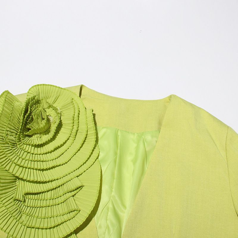 Women's Clothing Temperamental commuting one button V neck 2024 new design sense splicing three dimensional large plate_voghion.com