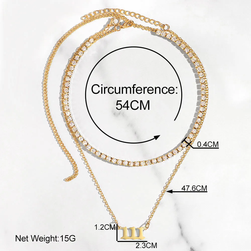 Pendant Necklaces Angel Number Necklace 111 222 333 444 555 777 666 888 999 Cubic Zirconia Choker Layered_voghion.com