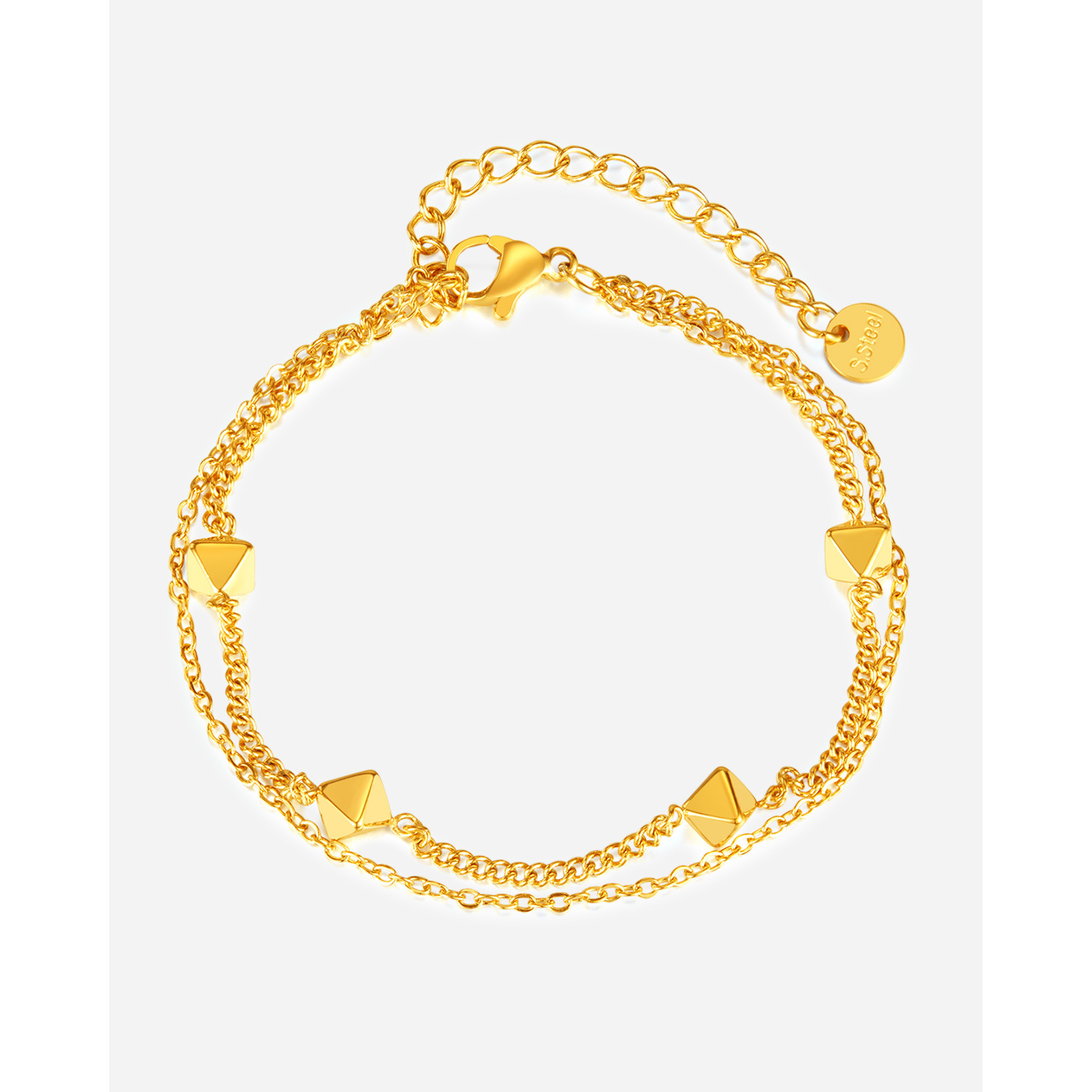 Geometric Accessory/ Temperament Twin Chain Titanium Steel Bracelet For Women_voghion.com