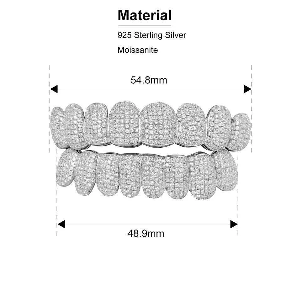 Dentalgrills Exklusive Anpassung Moissanite Zähne Grillz Iced Out Hop Sier Dekorative Zahnspangen Real Dia BG Too Dh2Sf_voghion.com