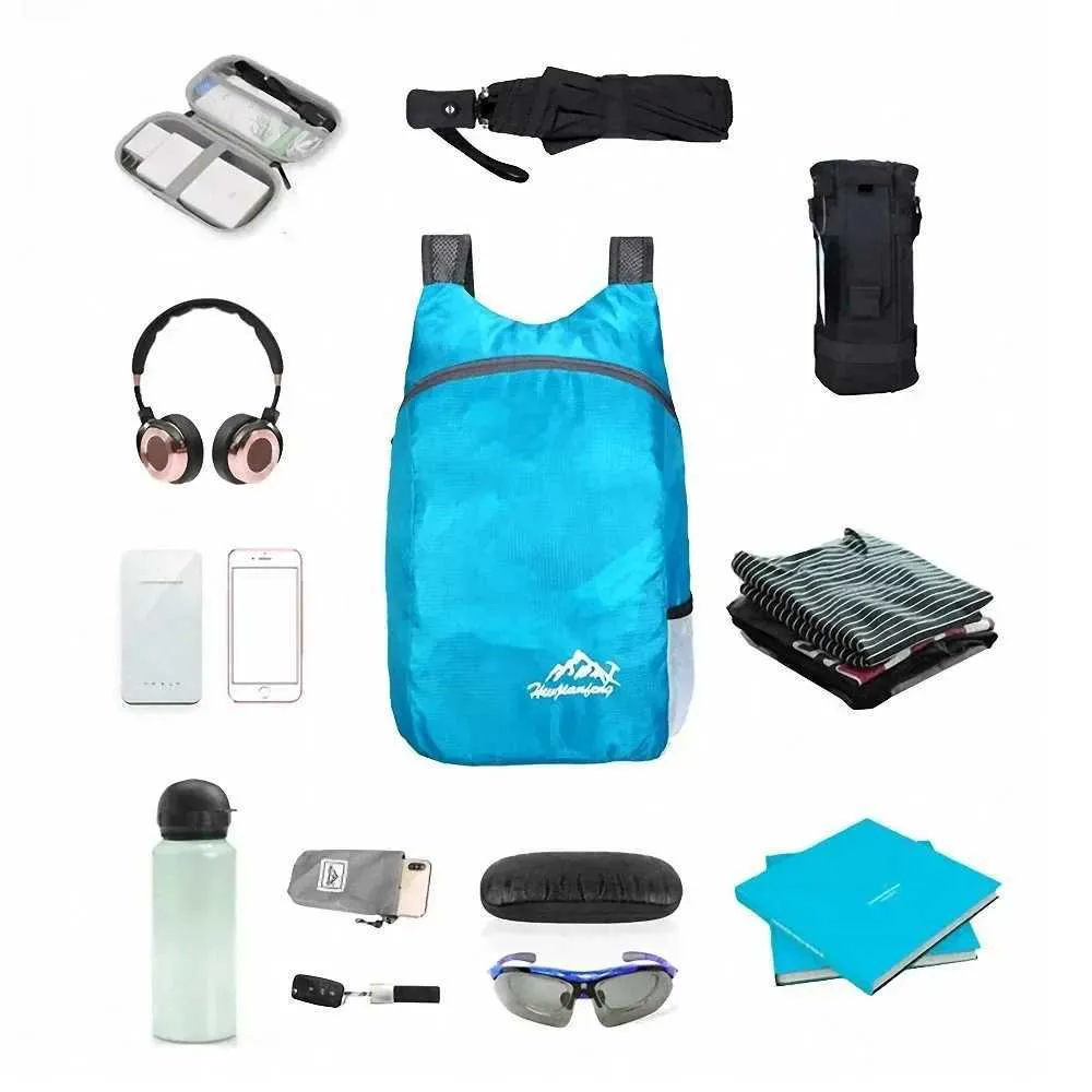 Sac à dos pliable imperméable unisexe d'extérieur grande capacité portable camping randonnée voyage sac à dos loisirs hommes femmes_voghion.com