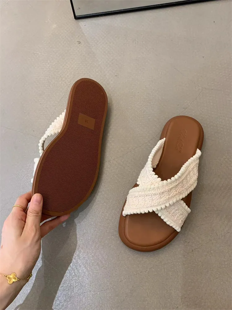 Vintage Women's Slippers With Thick Sole In Triple Black Style_voghion.com