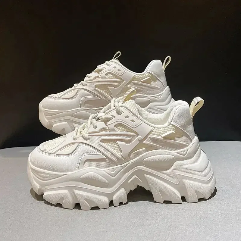 Thick Bottom Korean Black Chunky Sneakers Women Platform Slip On Breathable Autumn Winter Woman Vulcanize Shoes Fur_voghion.com