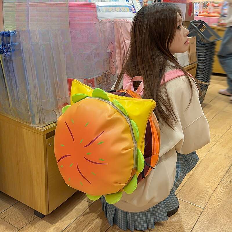 Cartoon Neue Studenten Gleichen Käse Niedlichen Großen Kapazität Burger Ersatz Rucksäcke_voghion.com