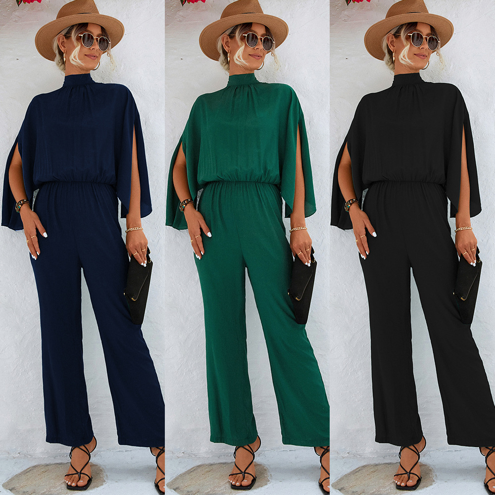 Women's Stand-up Collar Jumpsuit_voghion.com