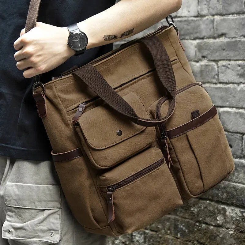 Borsa a tracolla da uomo in tela per laptop coreano da uomo alla moda, di alta qualità, valigetta da uomo 240815_voghion.com