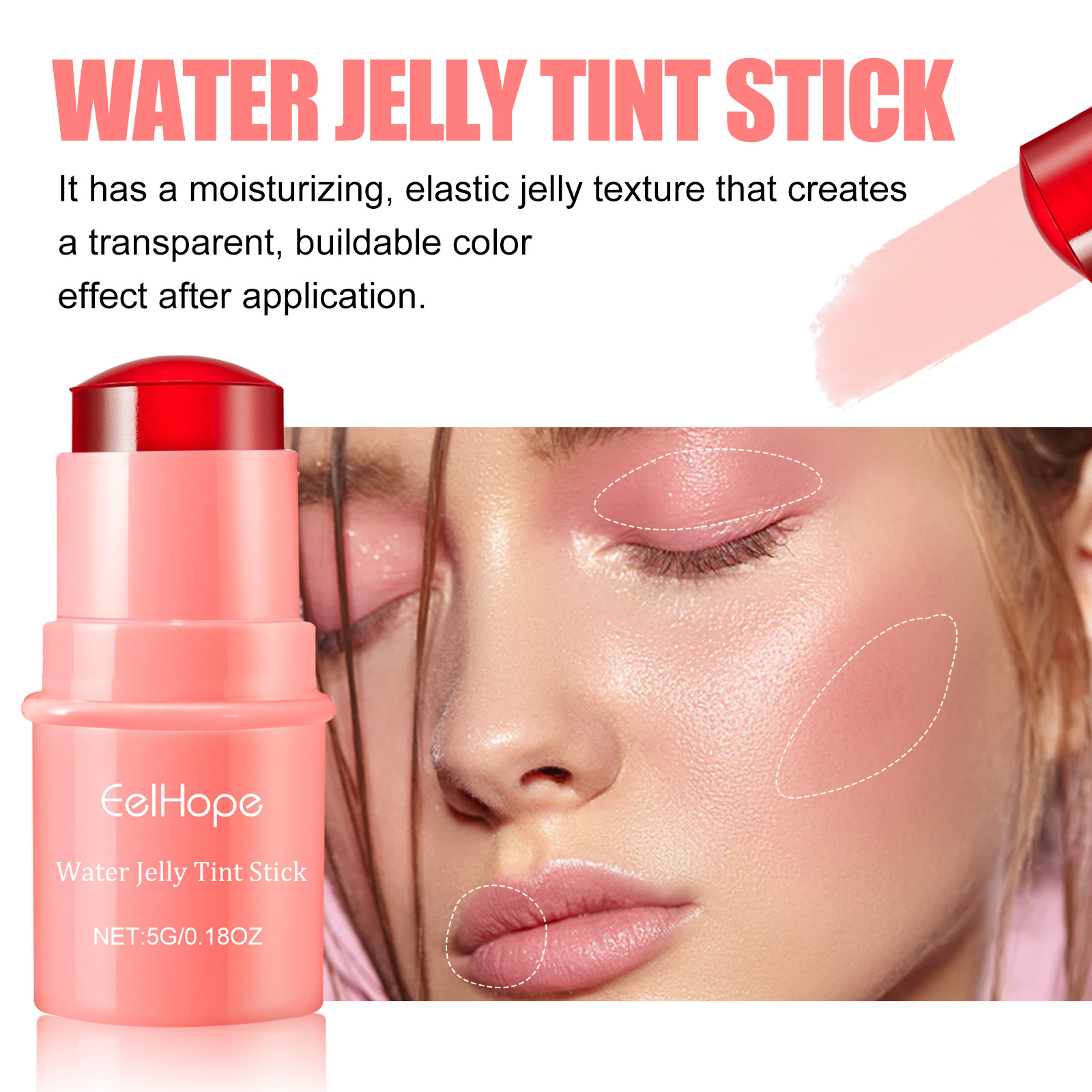 EELHOPE Stick Puder Rouge Aufhellung natürliche dauerhafte matte feuchtigkeitsspendende Lippenfarbe Make-up-Kombination_voghion.com