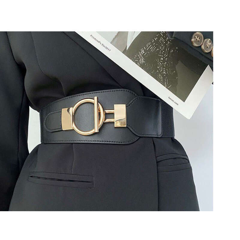 Elastischer Damen-Gürtel mit dekorativer schmaler Schleife, passend zu Kleid, Mantel, Anzug, schwarzer Bund, trendig_voghion.com