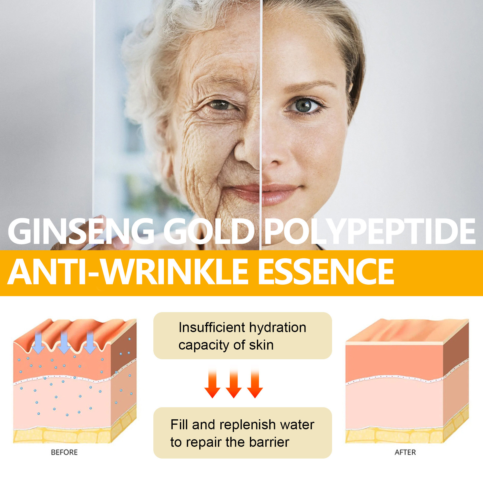 Hoygi ginseng polypeptide anti wrinkle essence, lasting moisturizing, improving dull wrinkles, softening and_voghion.com