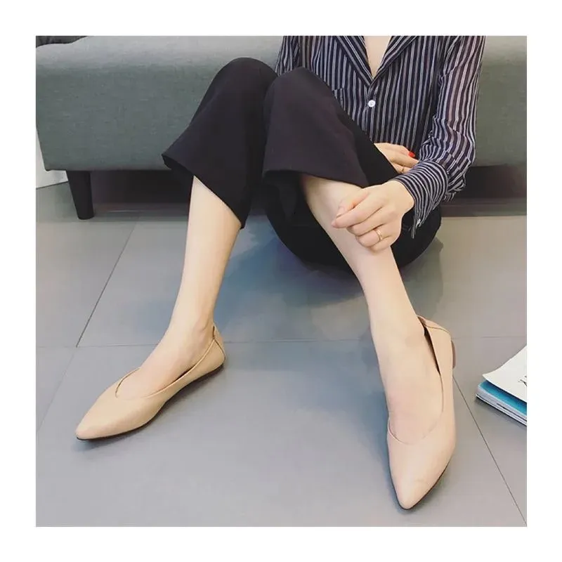 Women's Pointed Toe Flat Shoes Comfortable Slip On Boat Flats_voghion.com