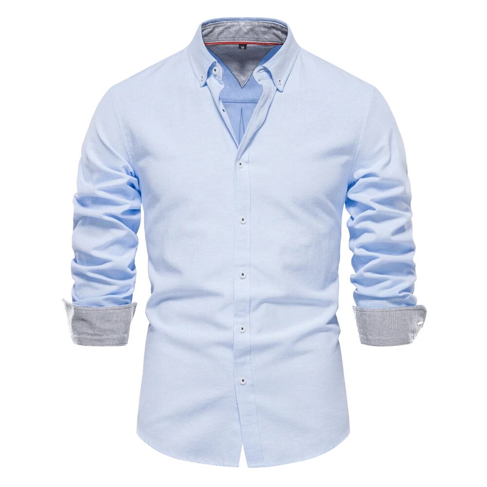 Camicia casual uomo in cotone oxford maniche lunghe business_voghion.com