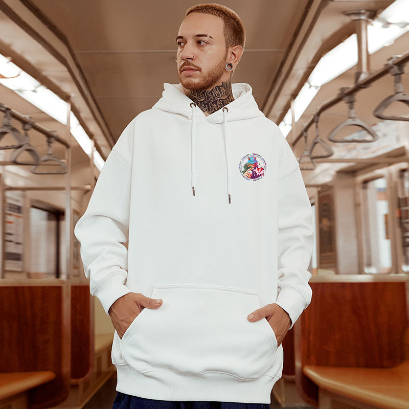 Suéter de hip hop com capuz de pelúcia para Instagram, estilo cartoon, masculino, tamanho grande, pulôver de algodão Hua_voghion.com