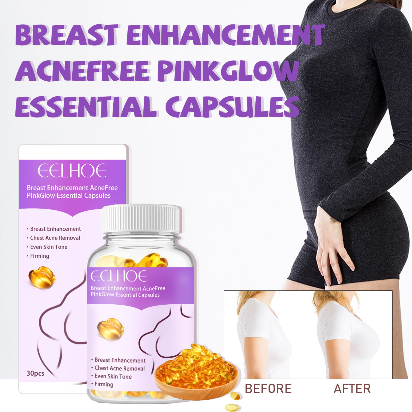 EELHOE Breast Beauty Capsules Cuidado floreciente, reafirmante e hidratante para el pecho_voghion.com
