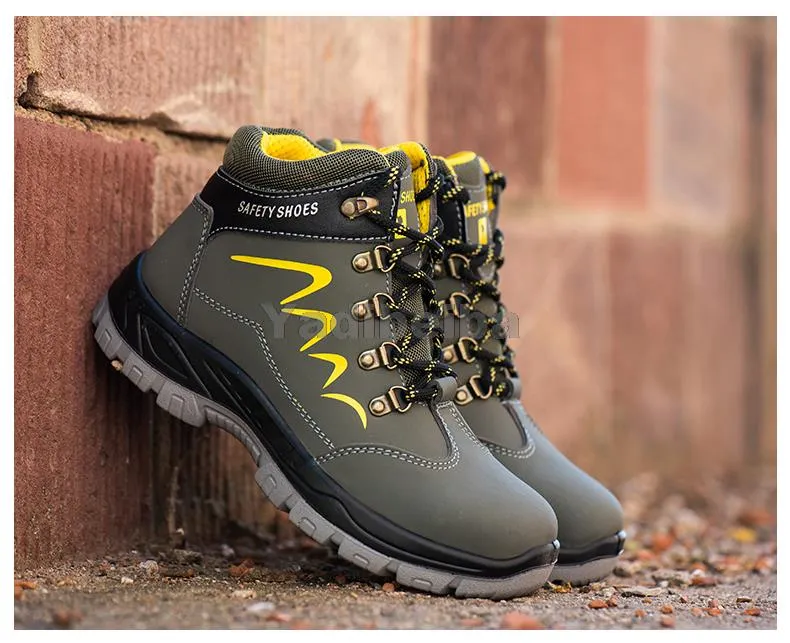 Für Sicherheit Wasserdichte Sicherheit Knöchel Schuhe Anti-smashing Stahl Kappe Kappe Winter Männer Bau Arbeit Stiefel a60c_voghion.com